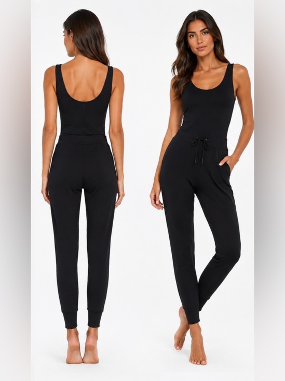 Yogalicious NWT Black Sleeveless Lounge Jogger Jumpsuit S/M